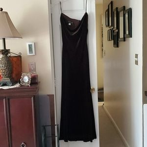 Velvet strapless evening dress